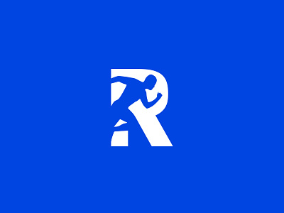 Run Logo Monogram athlete athletic blue branding design icon logo monogram run running silhouette sport sports logo