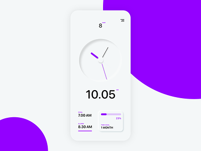 Smart Alarm Clock - Create an habit adobexd alarm clock android app clean ui clock flutter ios neomorphism purple