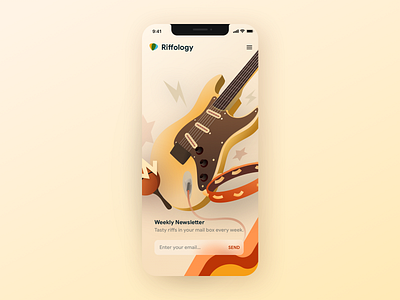 Music Newsletter Signup app dailyui guitar illustration mobile music newsletter retro signup ui vintage