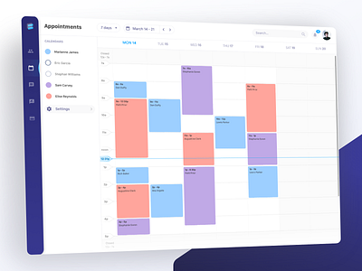 Bookly - Appointment Scheduling and CRM App app appointment appointments booking calendar design meeting app navbar navigation bar sched scheduling side tablet ui webapp