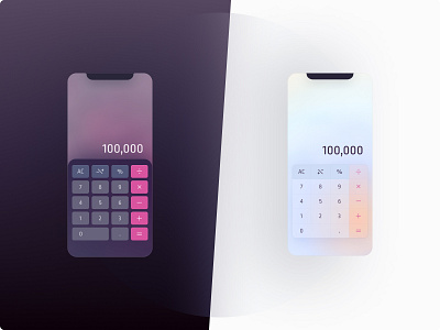 You Can Calc On Me app buttons calculator contrast dailyui dark glass light minimal mobile ui variation