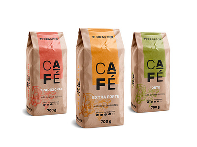Terra & Cor - Premium Coffee coffe illustration kraft package packing typography