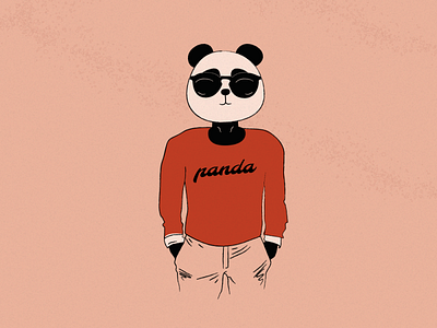 Estampa - Panda animal illustration panda red t shirt texture