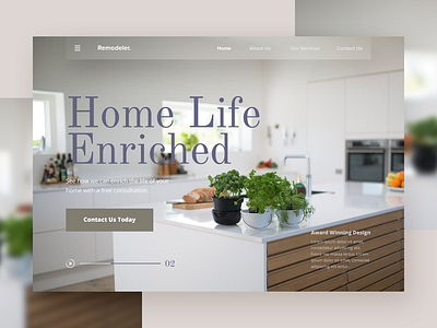 Kitchen Remodeler Landing Page branding concept design homepage interaction design interior design landing page layout minimal photoshoot shop social store typography ui ui deisgn ux web website website concept