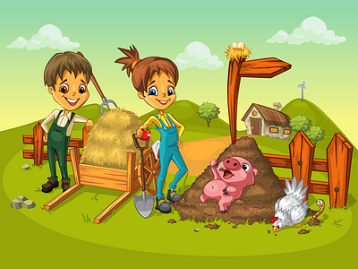 Farmster Cover animals character cover farm game game screen illustration vector