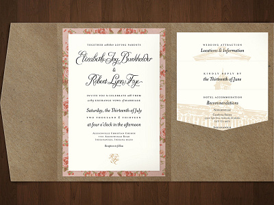 Mockup of Wedding Pocket Folder floral folder formal invitation kraft marriage monogram pocket rsvp stationery vintage wedding