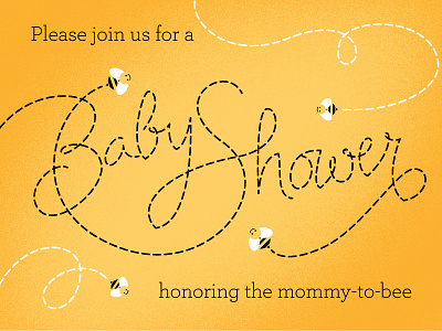 Baby Shower baby shower bee flourish gold honey invitation lettering path script yellow