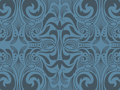 Pattern blue duotone flourish leaf leaves modern pattern two color unused victorian wallpaper