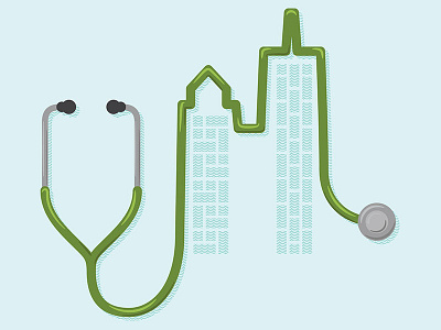 Healthcare + Business building cityscape illustration insurance simple stethoscope