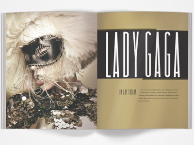 Magazine Spread design gold lady gaga layout magazine photograph portfolio spread tall typography