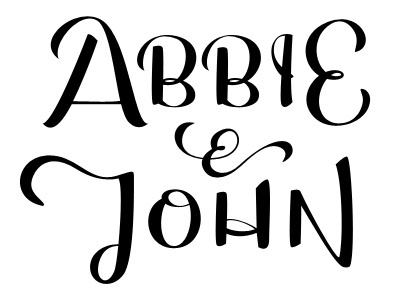 Abbie & John hand lettering invitation lettering save the date script typography wedding