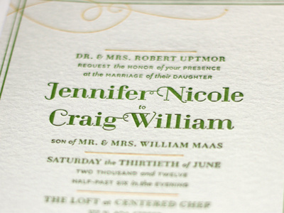 Wedding border flourish formal green letterpress photograph print typography wedding