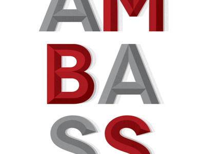 Ambassador ambassador dimension grey lettering red shadow texture typography