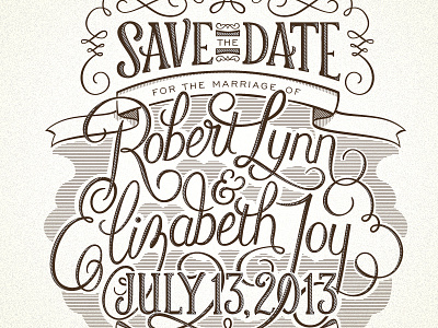 Robbie & Elizabeth Lettering brandon calligraphy elizabeth flourish lettering marriage name ribbon robbie robert save the date script stationery swirl wedding