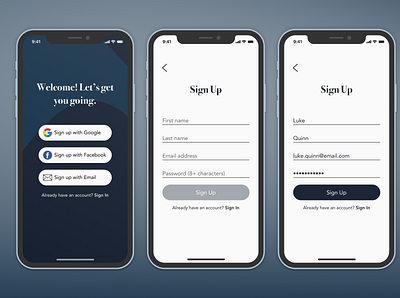 Daily UI #001 – Sign Up app design minimal mobile ui ux