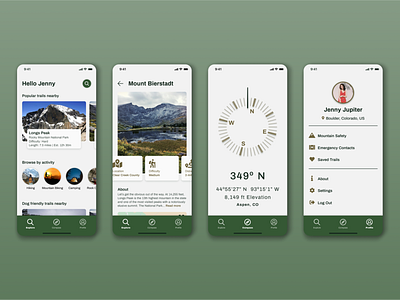 Hiking Mobile App app design figma hiking minimal mobile outdoors ui ux