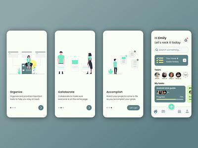 Onboarding Project Management App app dailyui dailyuichallenge design figma illustration minimal mobile ui ux