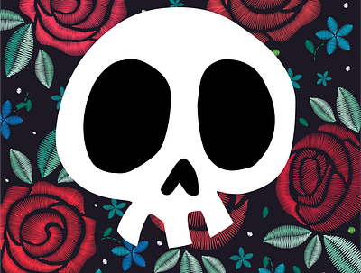 skull and flowers 02