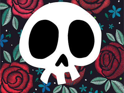 skull and flowers 02