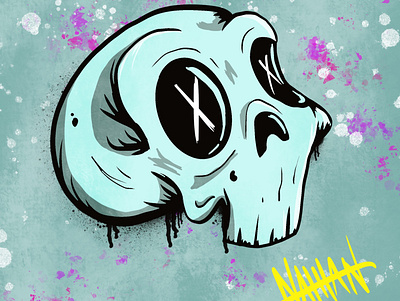 Blue Skull art creative drawing graphic design illustration logo skull