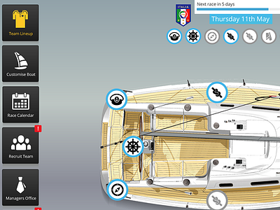 Sailboat Racing Manager Interface game interface manager racing sports