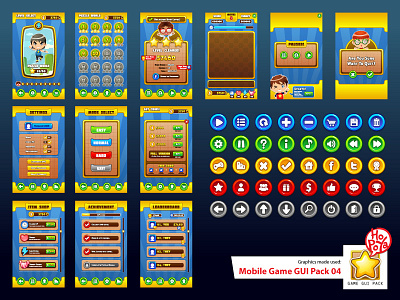 Mobile Game GUI Pack 04 android assets button cartoon design elements emplate game graphic gui mobile vector