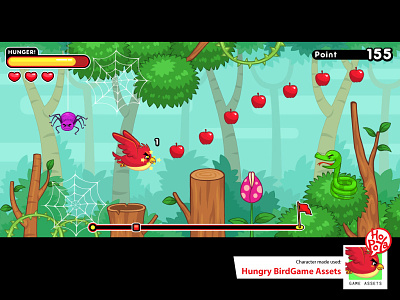 Hungry Bird Game Assets android assets birds cartoon cute design flappy flying game hungry ios side scroller