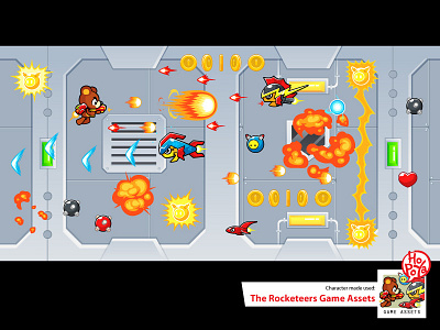 The Rocketeers Game Assets android assets bear cartoon character game ios robots shooting side scrolling sprite sheet vector