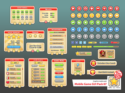 Mobile Game GUI Pack 07 android assets button cartoon design elements game graphic gui mobile template vector