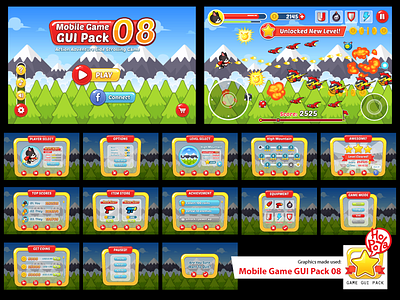 Mobile Game GUI Pack 08 android assets button cartoon design elements game graphic gui mobile template vector