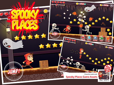 Spooky Places Game Assets android assets boy cartoon character endless runner game halloween ios side scroller sprite sheet vector