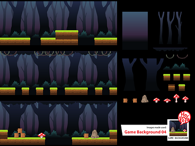 Game Background 04 android background cartoon endless runner forest game ios seamless side scrolling spooky trees vector