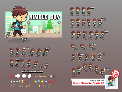 Game Character Sprite 07 adventure android assets boy cartoon character endless runner game ios side scrolling sprite sheet vector