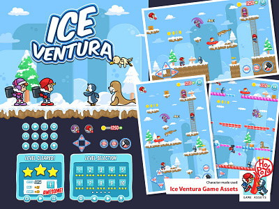 Ice Ventura Game Assets android assets cartoon character game hack and slash hammer ios platform snow sprite sheet vector