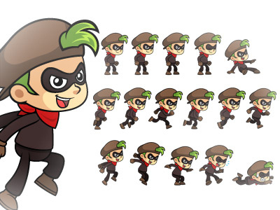 Thief Boy Game Sprites action adventure android boy cartoon character endless runner ios platform side scrolling sprite sheets vector