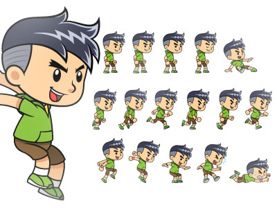 Sporty Boy Game Sprites action adventure android boy cartoon character endless runner ios platform side scrolling sprite sheets vector