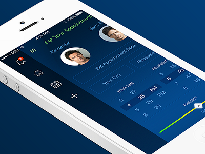 Sync Up App - Set Your Appointment app blue calendar clean design interaction ios7 iphone profile sidebar ui ux