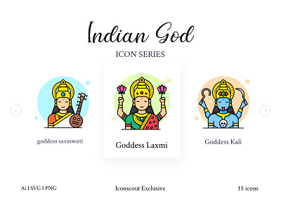 Indian God And Goddess Icon Pack god goddess goddess kali goddess lakshmi goddess saraswati hindu hinduism icon iconography icons icons pack india worship