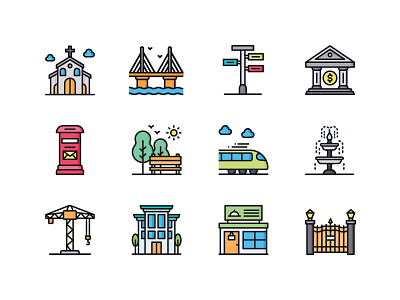 City Elements Icon Pack bank city city element icon icon design iconography icons icons pack iconset