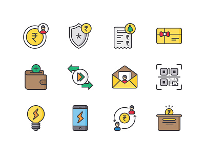 E Wallet icon pack bank currency e wallet icon iconography icons icons pack payment payment app payment method rupee