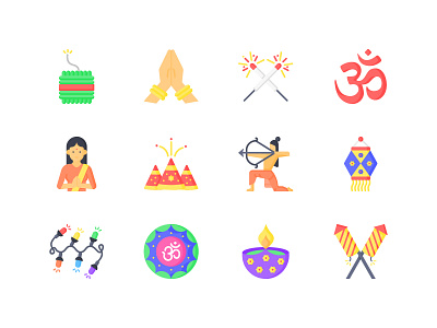 Diwali icon Pack design diwali festival icon iconography icons icons pack india
