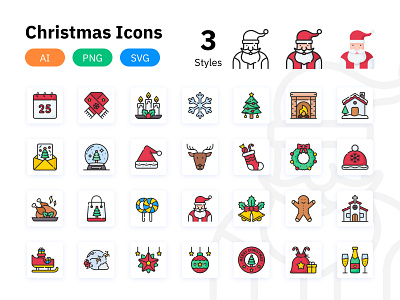Christmas Icon Pack christmas christmas card christmas tree icon iconography icons icons pack santa santaclaus ui ux vector