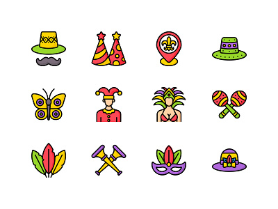 Mardi Gras Icon Pack dancer festival hat icon iconography icons icons pack jester mardi gras party mardigras