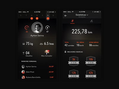 #06 - Wearable Mobile App ayrton senna interface design perfomance running shoes sports ui design visual design