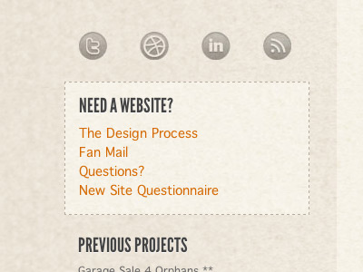Need a Website? icons league gothic orange sidebar