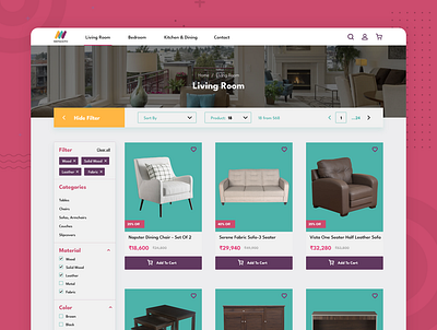 Daily UI Challenge 027/100 - Maynooth Furniture Category Page 100uichallenge adobe xd ankur tripathi category page daily 100 challenge dailychallenge dailyui dailyuichallenge furniture website uidesign webdesign website design