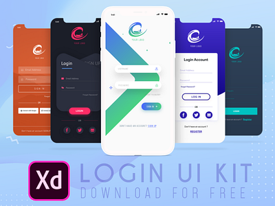 Daily UI Challenge 030/100 - Login UI kit 100uichallenge adobe xd ankur tripathi daily 100 challenge dailychallenge dailyui dailyuichallenge login screen logn design register sign in sign up