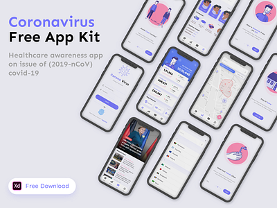 Daily UI Challenge 043/100 - Coronavirus Mobile App - (Freebie)