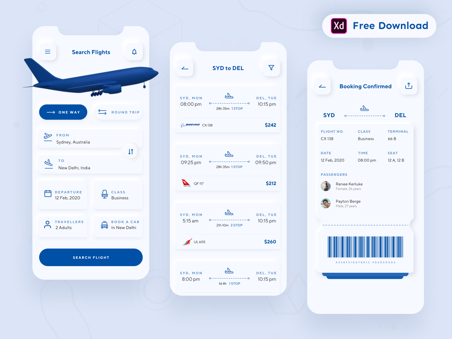 Daily UI Challenge 044/100 Flight Booking App - (Freebie) By Ankur ...