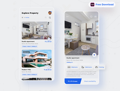 Daily UI Challenge 050/100 - Real Estate Mobile app - (Freebie) 100uichallenge ankur tripathi app design buy house daily 100 challenge dailychallenge dailyui dailyuichallenge free download freebie property app real estate app realestate uidesign uiinspiration